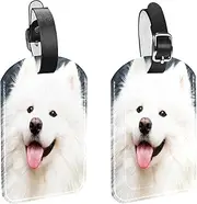 [WOSHJIUK] Luggage Tags,2 Pack Labels Suitcase Tags,Cute Samoyed Dog,Luggage Tags Privacy Protection Travel Bag Tag