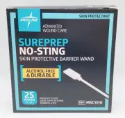 Medline MSC1510 SUREPREP No-Sting Skin Protective Barrier Wand - Box of 25
