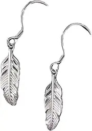 [Yihuaqun] Full Body Pure Silver Jewelry, Angel Feathers Bohemian Gypsy Style 925 Silver Earrings for Men and Women