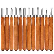 SK2 Carbon Steel 12-Piece Wood Carving Knife Set with Ergonomic Handles Ideal for Sculpting Whittling Crafts Beginners &
