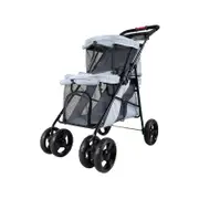 Ibiyaya Double Decker Pet Stroller for Multiple Pets - Silver Gray