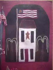 Proudly She Waves flag over house wool applique quilt pattern