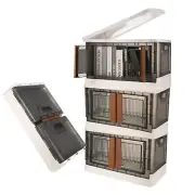 4Pcs 19.3x12.2x11.8 Inch Plastic Collapsible Storage Bins with Lid, White