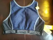 KENNETH COLE REACTION RACER BACK ACTIVE BRA WITH REMOVABLE CUPS M BLUE CHAMBRAY