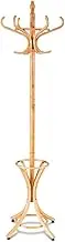 Tangkula 75.5" Standing Coat Rack, Wood Coat Tree with 12 Hooks, Home Hat Jacket Hanger Tree 12 with Umbrella Holder Coat Stand (Oak)