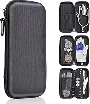 Ponsonbay Golf Glove Holder Case for Accessories with Removable Glove Shaper Portable Golfer Gifts for Men & Women Golf Caddy Organizer Case with Storage Slots for Divot Tools, Tees & Ball Markers