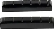 Musiclily Pro Urea Resin Plastic Slotted 44mm Electric Guitar Les Paul Nuts Flat Bottom for 6-string LP Style Guitar, Black(Set of 2)
