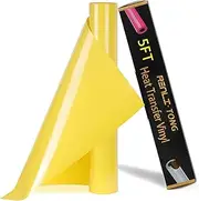 RENLITONG Yellow Iron on Vinyl - 12Inch by 5ft Roll HTV Heat Transfer Vinyl for T-Shirt HTV Rolls for All Cutter Machine - Easy to Cut & Weed for Heat Transfer Design