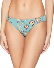 Roxy Women's Printed Softly Love Blue Bikini Swimsuit Bottom Size Large