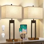 25.5’’ Set of 2 Table Lamp with USB C+A Ports, 3 Colors Changeable B
