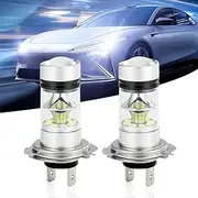 Ajxn 2 PCS Car H7 LED Fog Lamp, 20LED 100W High Power Super Bright Light Headlamp Replacement, Plug and Play High Performance Daytime Running Light Low Beam, Universal Bulb for Most Cars (White)