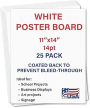 25 Pack Poster Boards 11x14“White Poster Paper, Poster Board Bulk, Posterboard, School Supplies, Coated back to prevent marker/paint bleed through