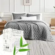 Southshore Fine Living, Inc. Grey Cal/King Quilt Bedding Set with 2 Quilted Pillow Shams, Premium Circle-Stitch Design, Lightweight Quilt Bedspread California/King Coverlet, Steel Grey