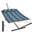 Double Quilted Fabric Hammock for Two with Stand 480lb Capacity Portable