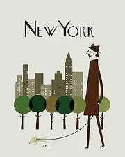Paint by Numbers for Adult DIY Oil Paint by Numbers Kit for Kid Adult Beginner New York City Man Walk The Dog 16x20 Inch (Self-Assembly Wooden Frame)