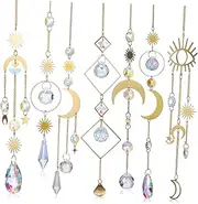 Parliky Hanging Crystal Sun Catcher Wind Chime 7pcs Set Star Decorative for Home and Garden