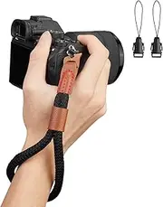 [WANBY] Camera Soft Cotton Hand Wrist Strap with Quick Release Buckles Camcorder Comfort Antislip Security Wrist Strap for Women Men All DSLR Universal SLR Cameras (Black)
