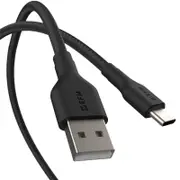 EFM EFCAS2U992BLA USB-A to USB-C Braided Power and Data 2M Cable - Black