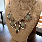 NWT Brighton Women's Aventurine Silver-Plated Hammered Oval Dangles Necklace