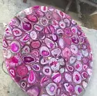 Pink Agate Round Sofa Center Table Tops Natural Geode Stone Work Home Furniture