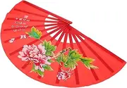 WOONEKY Martial Arts Fan Peony Hand Fan Foldable Portable Versatile for Performances Training Stage Shows