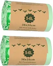 Mavere 100% Compost Bags for Kitchen Countertop Bin 1.3 up to 1.6 Gallon - Kitchen Food Scrap Waste Compostable Trash Bags, ASTM D6400, US BPI and Europe OK Compost Home Certified, 100 Bags Total