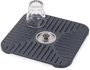 [Joseph Joseph] SinkShield Sink Saver Mat with Draining Plug, Protects Sink, Glasses, and Dishes, Removable Plug Strains Water, Non-Slip, Quick Drainage, Easy to Clean