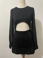One Teaspoon black cutout sheer sleeve bodycon mini dress size S NWT