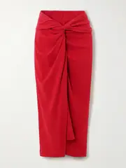 [Dries Van Noten] Dries Van Noten - Knotted Cotton-jersey Midi Skirt - Red - small small Red