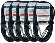 Studio Z Microphone Cable 5 Pack 20Ft Female XLR To 1 4 Inch TS Male Mono 3 PIN