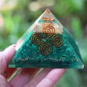 Malachite Orgone Pyramid 4 Coil LARGE 3 Inch 75mm Powerful EMF & 5G Protection