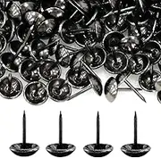 500 Pieces Drawing Pins, BetterJonny 11 * 17mm Black Upholstery Tacks Iron Thumb Tacks Push Pins Decorative Furniture Head Nail Pin Door Nail for Home Office or DIY