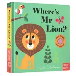 WHERE'S MR LION?獅子先生在哪裡 不織布翻翻書 寶寶互動繪本 原文硬頁書 紙板書 觸摸遊戲書