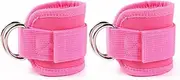 Ankle Strap for Cable Machines and Resistance Bands,1Pair Adjustable Ankle Strap with Double D-Rings and Neoprene Support,Comfortable Adjustable Padded Ankle Wrist Cuffs Neoprene Padded Straps, (Pink)