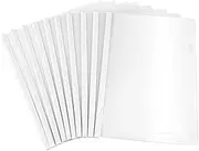 WEKAMOS 20pcs Transparent File Folder with Sliding Bar Document Covers Organization for Home Office and School Supplies White