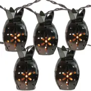 Kurt Adler 10ct Metal Tropical Novelty Pineapple Christmas Lights Brown Wire
