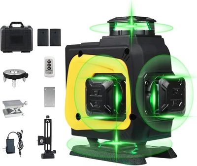 4D 16-Line Laser Level with Rotatable Laser Window - 4×360° Self-Leveling Cross