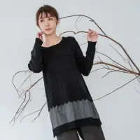 在飛比找momo購物網優惠-【慢。生活】韓版麻花造型假兩件拼接針織毛衣-F(黑)