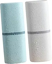 Beatifufu 2Pcs Portable Toothbrush Storage Case Dual Function Washing Cup for Travel Home Fine Workmanship Compact Design in White for Couples and Individuals