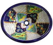 #095) MEDIUM 17x14 MEXICAN BATHROOM SINK CERAMIC DROP IN UNDERMOUNT BASIN