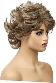 Baluue Elegant Women Short Wig Chemical Fiber Hair Cover Curly Headwear Bangs for Fashion