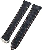 [TIOYW] 20mm Watchbands Canvas Leather Bottom Watchband for Omega Seamaster 300 Speedmaster AT150 Planet Ocean Nylon Watch Strap