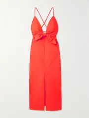 [MARA HOFFMAN] MARA HOFFMAN - Lolita Tie-front Organic Cotton-poplin Dress - Red - x large x large Red
