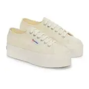NEW $120 WOMEN'S SIZE 7.5 Superga Platform Sneakers #2790 cream on white canvas