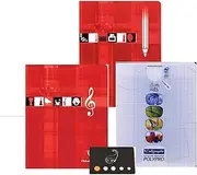 5 Notebooks 17 x 22-140 Pages - Polypropylene Cover - Large Squares + 1 Ruler Wooden Bookmark Blumie (1 Music 2 TP)