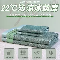 在飛比找PChome24h購物優惠-台灣現貨 夏季冰絲涼席三件套(冰涼墊 空調蓆 涼感床墊 冰絲
