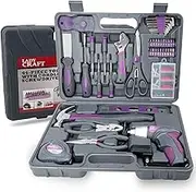 Werktough 44PCS 4V Cordless Screwdriver Tool Kit Set Pink Color Tools Lady Tools Kit Home Repair Set Toolbox Hand Tool Kit Storage Case Gift Set LADYCRAFT