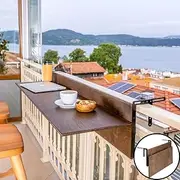 Balcony Bar Table for Railings, Outdoor Folding Deck Rail Table for Patio, Balcony Hanging Desk for Many Railings Compatible, Wooden Bar Serving Table for Porch
