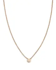 Zoe Chicco 14K Yellow Gold Itty Bitty Smiley Face Diamond Eyes Pendant Necklace, 16