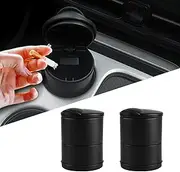 Car Ashtray with Lid, Smell Proof Windproof Detachable Auto Truck Ashtray, Smokeless Self-Extinguishing Cigarette Ashtray Cup Holder, Portable Mini Vehicle Trash Can Universal for Office, Home (2pcs)